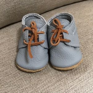 Nomies Light Blue Leather Tie Up Shoes Size 1